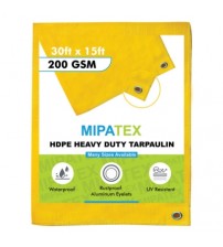 Mipatex Tarpaulin / Tirpal 30 Feet x 15 Feet 200 GSM (Yellow)